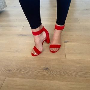 Red Chunky Heels
